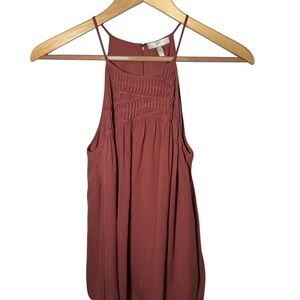 Joie Soseh Smocked Swing Silk Halter Top Burnt Terracotta Size XS
